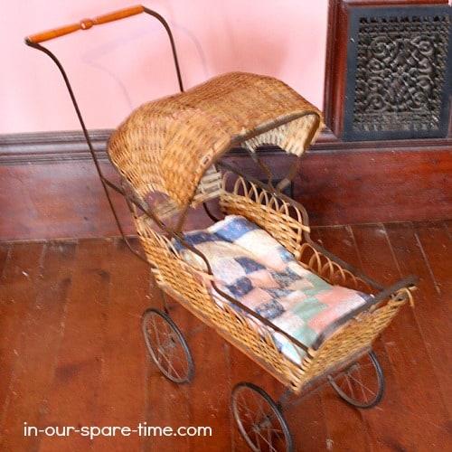an old fashioned straw stroller
