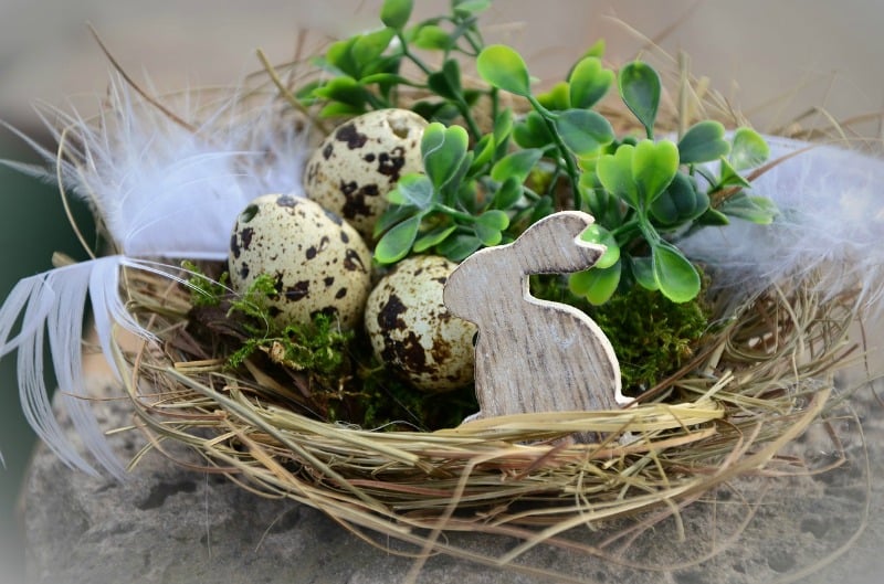 decorative Easter eggs in a nest