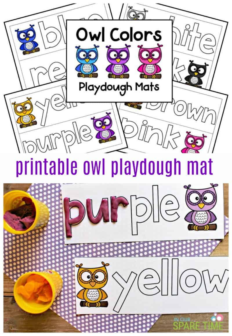 Free printable owl playdough mat to engage your young reader over the summer
