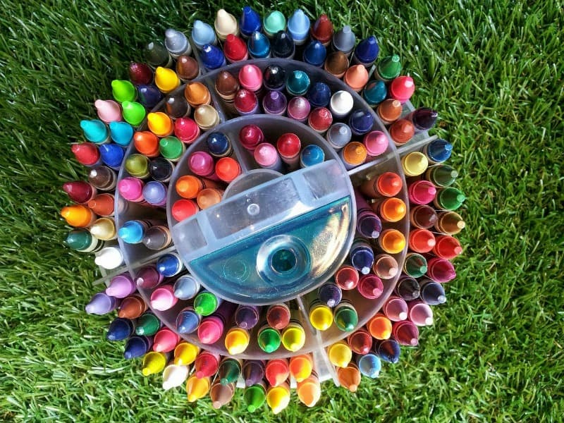 a bucket of crayons