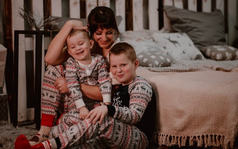 children in Christmas pajamas
