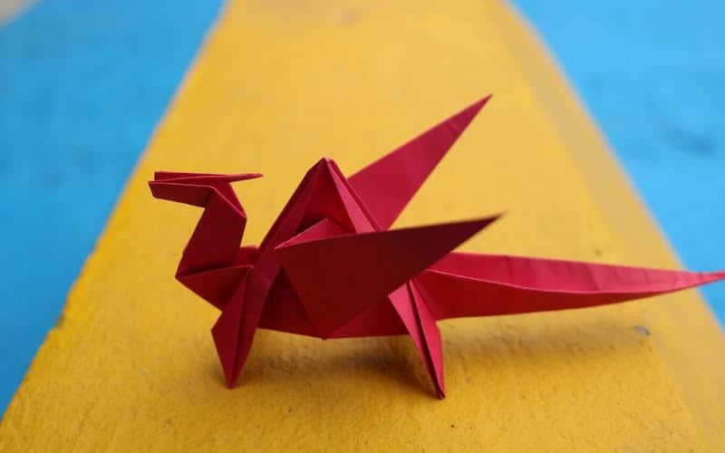 red origami dragon
