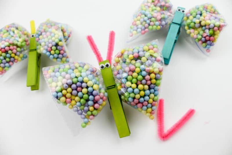 colorful clothespin butterfly crafts with beads