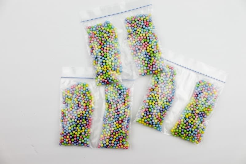 snack size bags full of beads