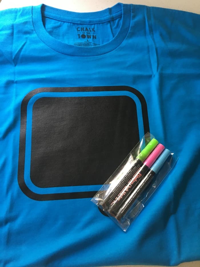 a chalkboard t-shirt and washable chalk markers