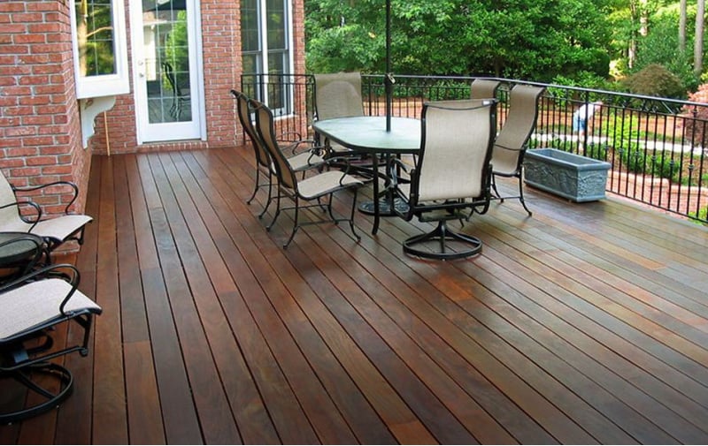 a deck with deck furniture