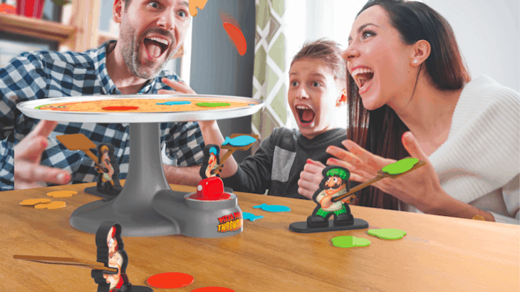 a family playing a fun board game