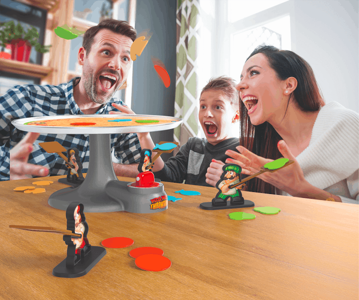 a family playing a fun board game
