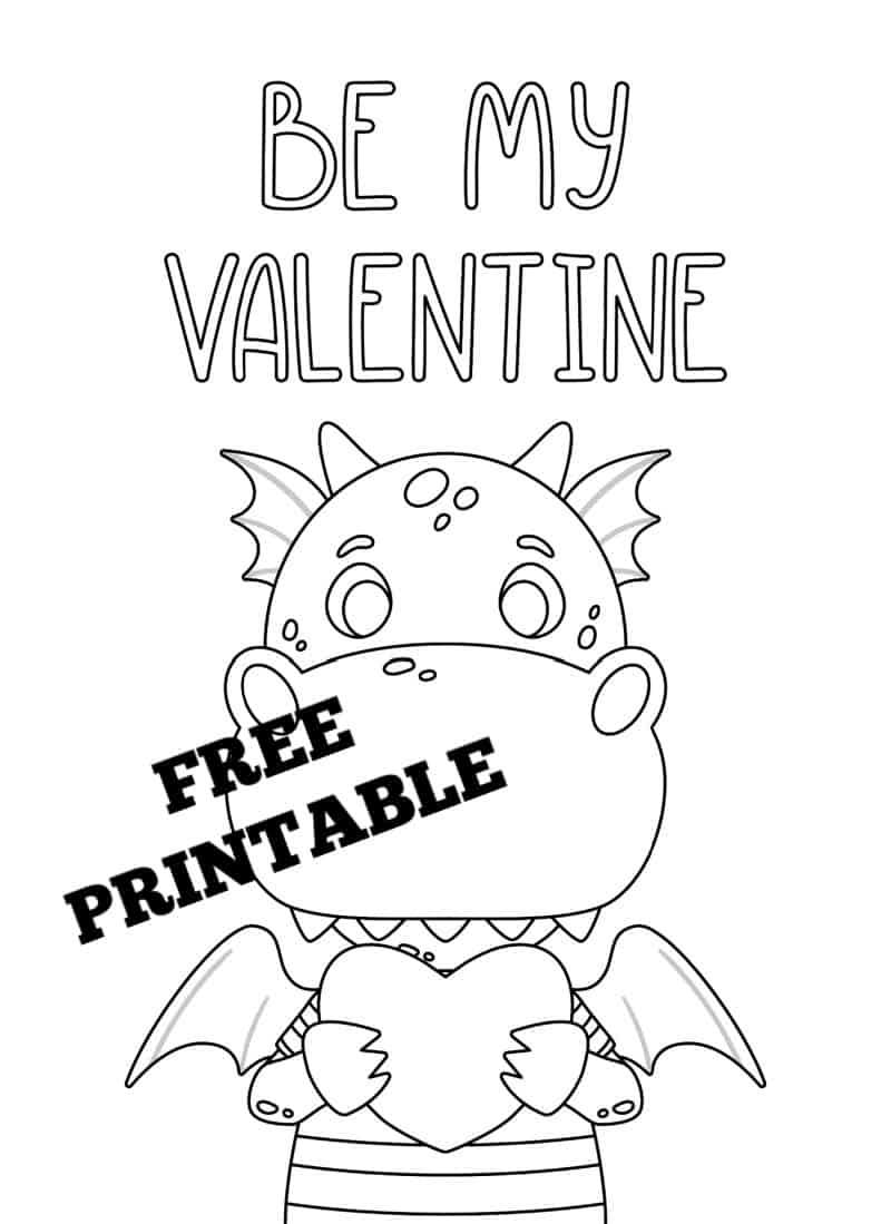 Free printable dinosaur Valentine's Day card