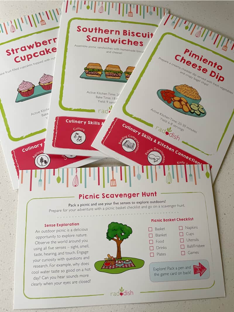 recipe cards with recipes for kids on the counter