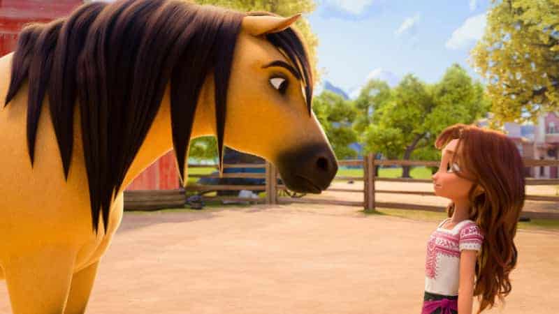 an animated image of a girl and her horse