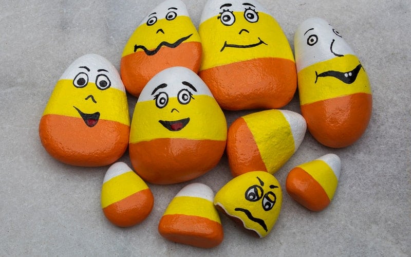 candy corn painted rocks
