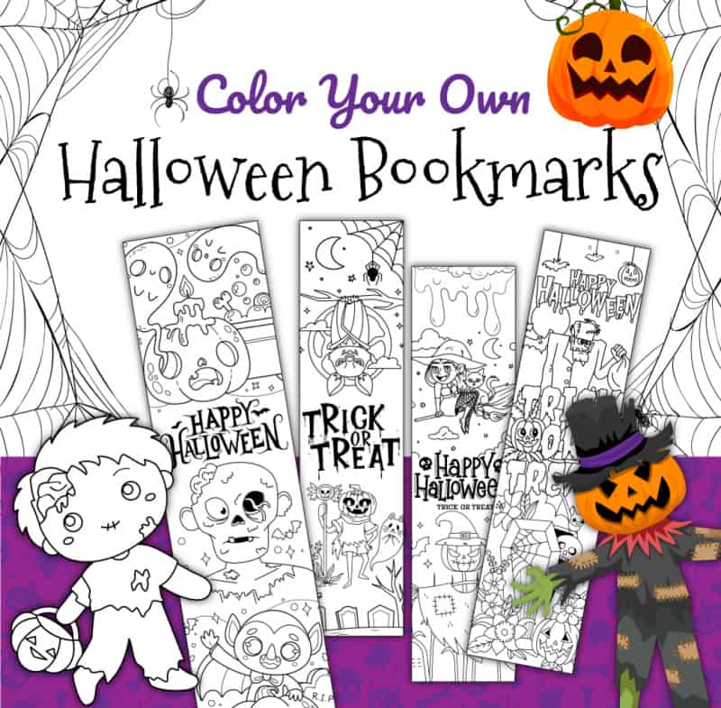 Free Halloween printable coloring bookmark