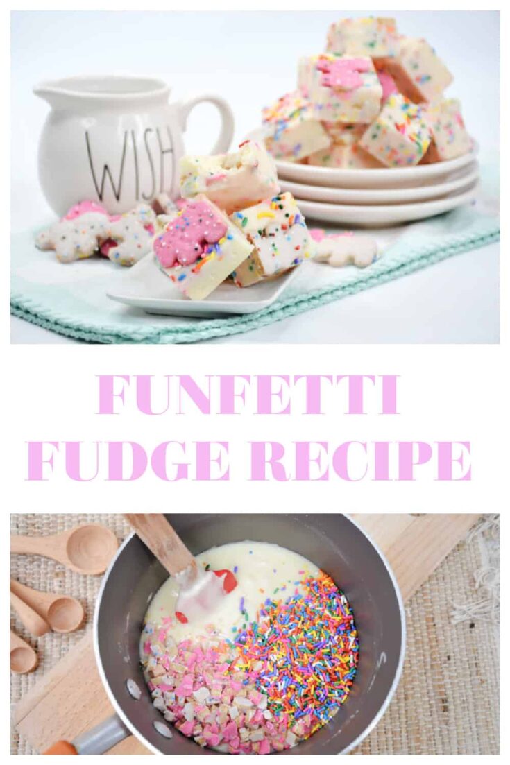 Try this delicious Funfetti Fudge Recipe make with white chocolate chips. This easy birthday cake fudge tastes just like Funfetti cake mix.