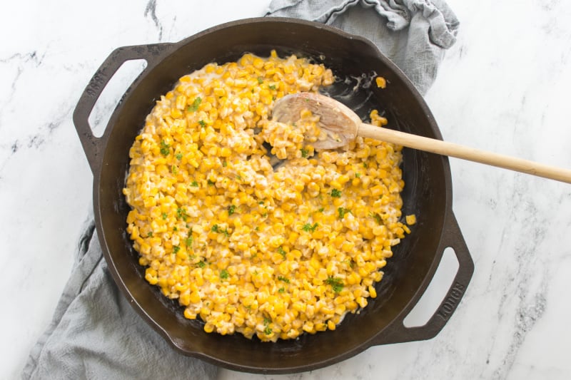 Make this delicious Cast Iron Skillet Corn recipe today. Try my skillet creamed corn with cream cheese for dinner tonight.