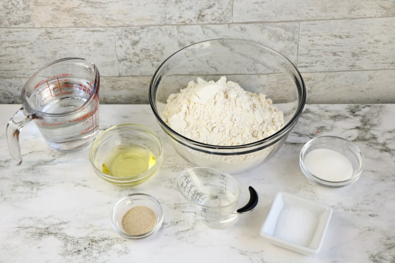 ingredients to make pizza dough