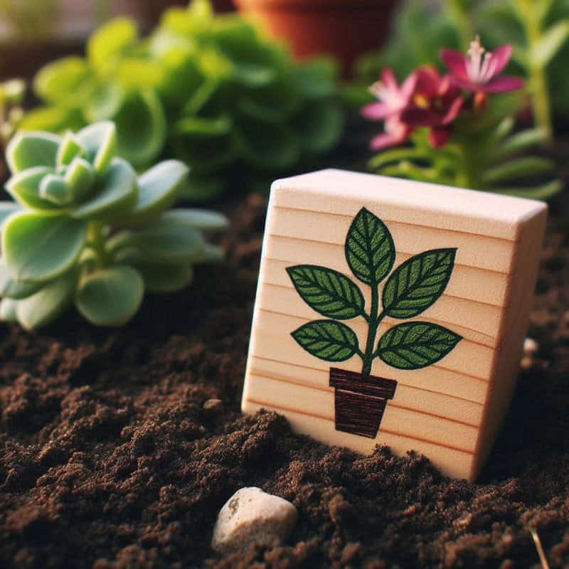 plant markers made from old wooden blocks