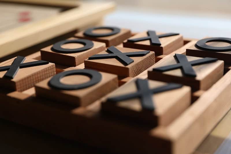 tic tac toe game made of blocks