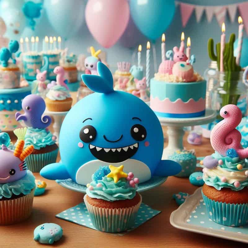 birthday party for young child, undersea theme, cupcakes