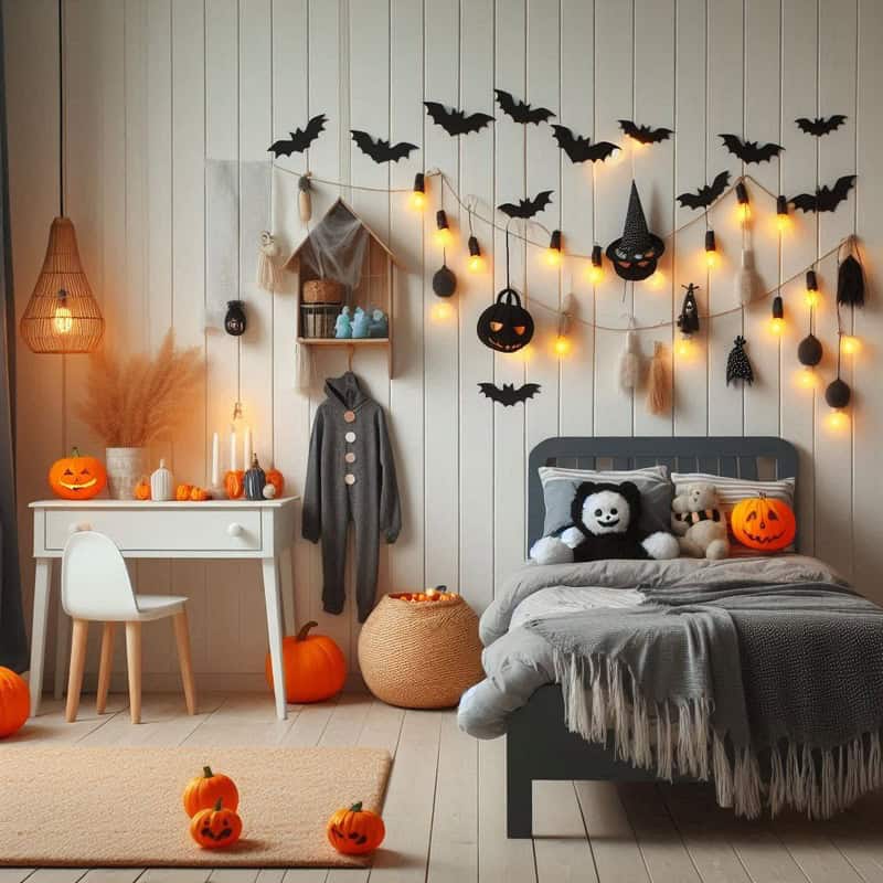 When it comes to decorating a child’s room for Halloween, it's essential to strike the right balance between festive and frightening. Check out the Halloween decor for a kids room.