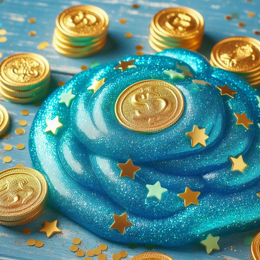 a pile of glue slime with gold coins