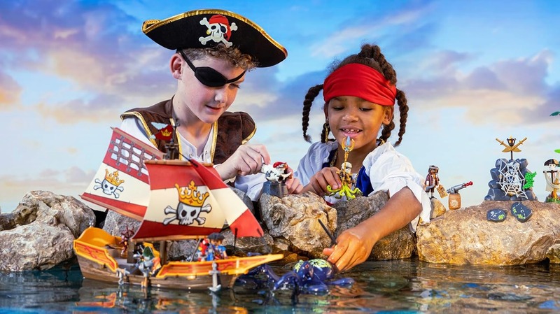 Equipped with moveable sails, working cannons, a parrot (of course!), and plenty of other sea-faring accessories, this newest PLAYMOBIL Pirate Ship promises hours of imaginative pirate play and high-seas adventures.