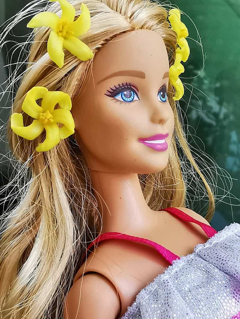 close up of a Barbie doll