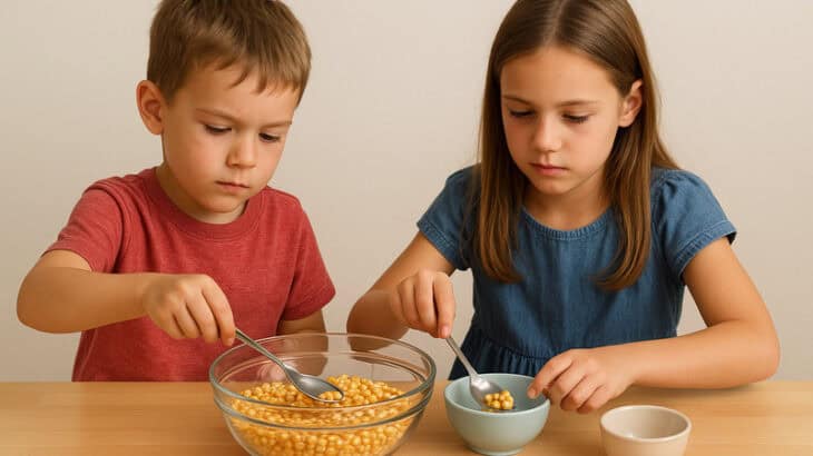 children playing corn kernel game
