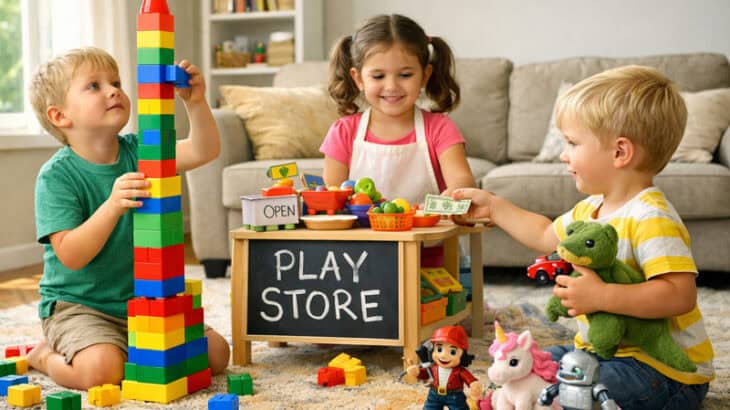 You can also turn toys into simple challenges. Build the tallest tower. Create a pretend store. Make up a story using three random toys. Giving a loose goal helps kids engage longer without needing constant direction.