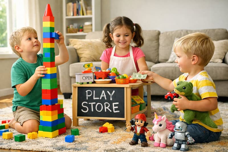 You can also turn toys into simple challenges. Build the tallest tower. Create a pretend store. Make up a story using three random toys. Giving a loose goal helps kids engage longer without needing constant direction.