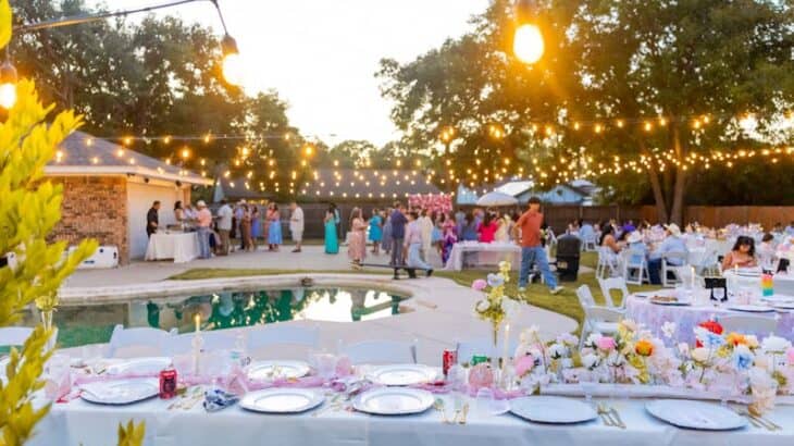 backyard party seating and tables