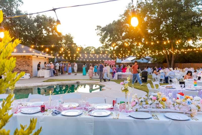 backyard party seating and tables