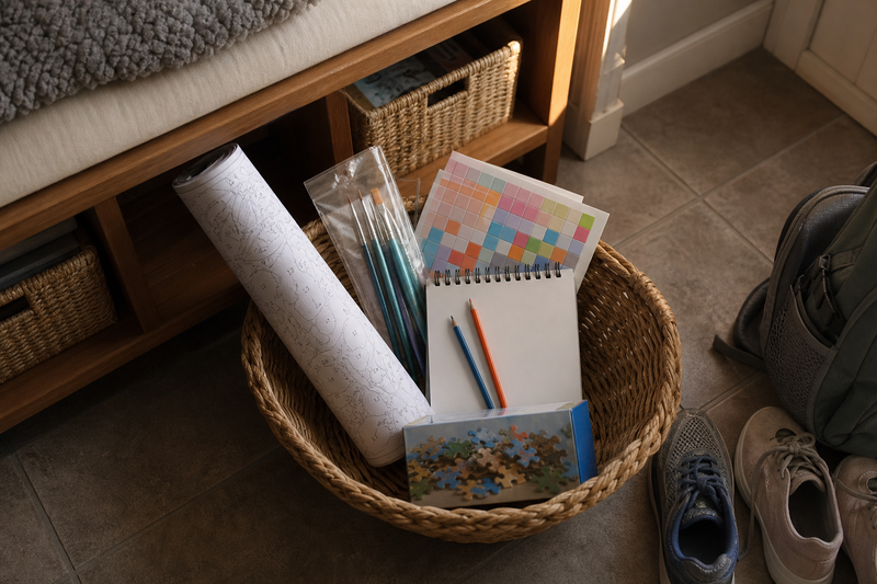 basket of art supplies
