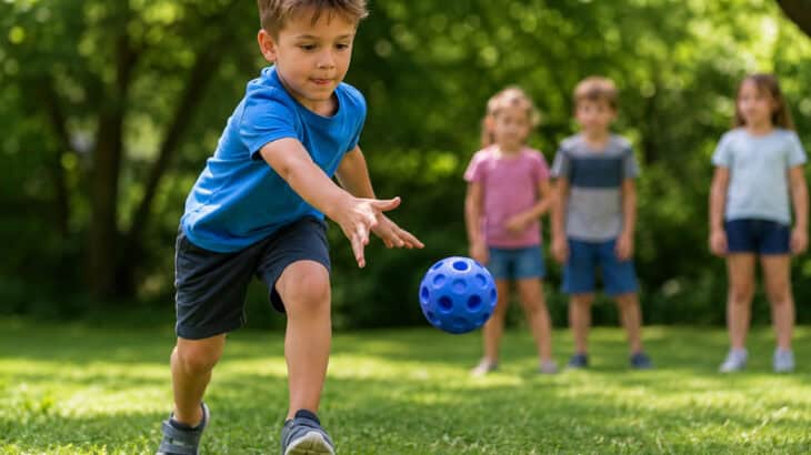 boy chasing the Waboba moon ball