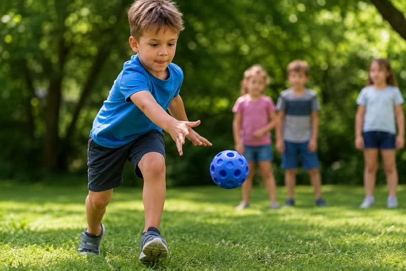 boy chasing the Waboba moon ball