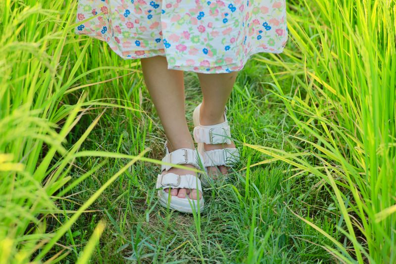 child wearing sandals